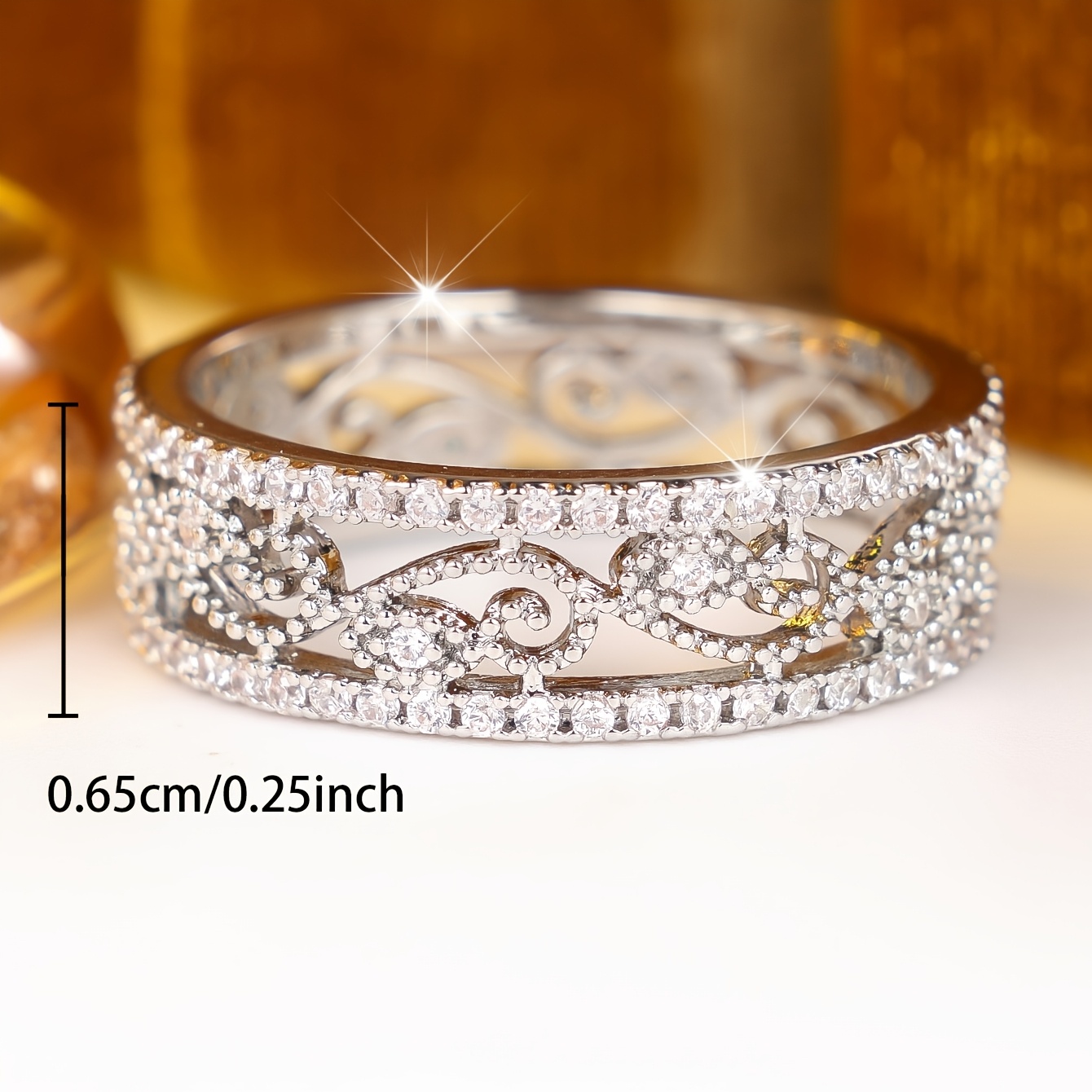 Women's Elegant Zirconia Inset Ring, Simple & Luxurious
